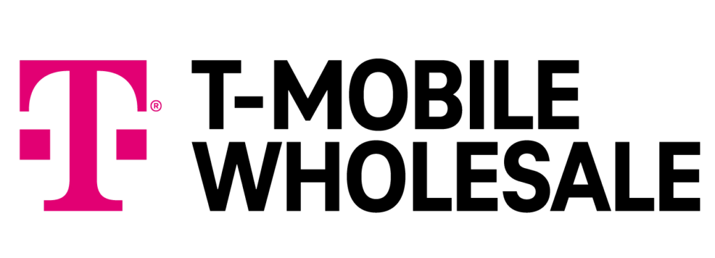 The image features the T-Mobile Wholesale logo. It includes a large pink "T" symbol to the left, followed by the words "T-MOBILE WHOLESALE" in bold black text. The background is white.