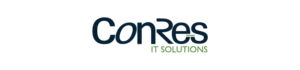 Logo displaying the text "ConRes" in large blue letters and "IT Solutions" in smaller green letters underneath.