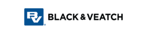 Logo of Black & Veatch with a blue square containing the white letters "BV" on the left and the company's name in bold black text to the right.