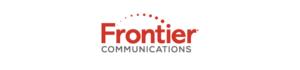 Logo of Frontier Communications featuring the word "Frontier" in bold red letters with an arc of dots above it, and "COMMUNICATIONS" in smaller gray letters below.