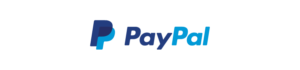 PayPal logo featuring a stylized "P" in dark blue and light blue, followed by the word "PayPal" in bold, dark blue text on a white background.
