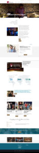 Screenshot of the Lamont School of Music webpage. Highlights include an introductory video, faculty spotlight, statistics on student achievements, featured stories, and details about donor involvement. Design features a clean, organized layout with images.