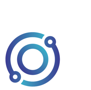 A modern, abstract design featuring interlocking blue and teal circles against a transparent background, creating a dynamic, linked appearance.