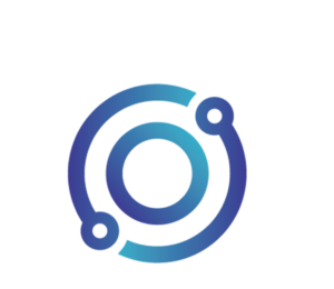 A gradient blue sphere with a darker stripe running diagonally across it, set against a white background.