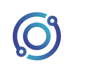 A stylized blue and teal circular logo with gradient effects, consisting of overlapping curved shapes. The design features a dynamic swoosh and a central sphere, with a modern and abstract appearance on a white background.
