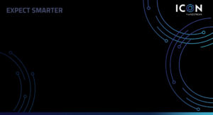 Abstract background with a black and blue gradient design, featuring a circular pattern of intersecting lines on the right. The words "EXPECT SMARTER" appear in light blue in the top left corner. The "ICON" logo with the tagline "THE MAINSTREAM" is on the top right.