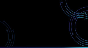 A black background with abstract blue and green circular lines and dots in the top right and bottom right corners. Thin, curved lines create a minimalist and futuristic design in the image.