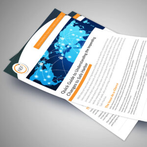 Stack of printed documents titled "Quick Guide to Understanding the Impending Changes to Safe Harbor" with a world map design on the cover. Pages are fanned out on a flat surface.