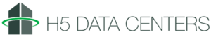 Logo of H5 Data Centers featuring a stylized building outline with a green circular design to the left, followed by the text "H5 DATA CENTERS" in uppercase.